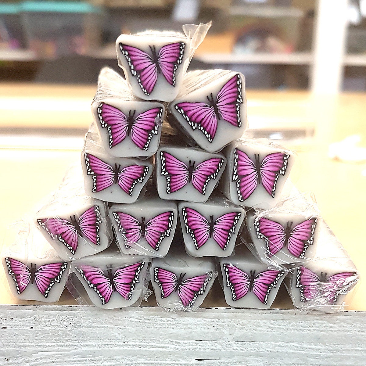 Hot Pink Butterfly Cane