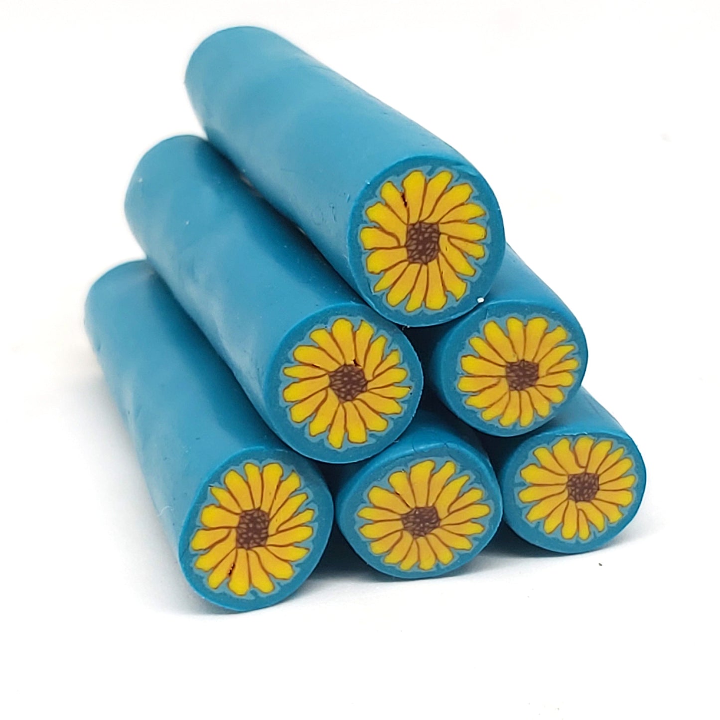 Yellow Sunflower on Blue Cane